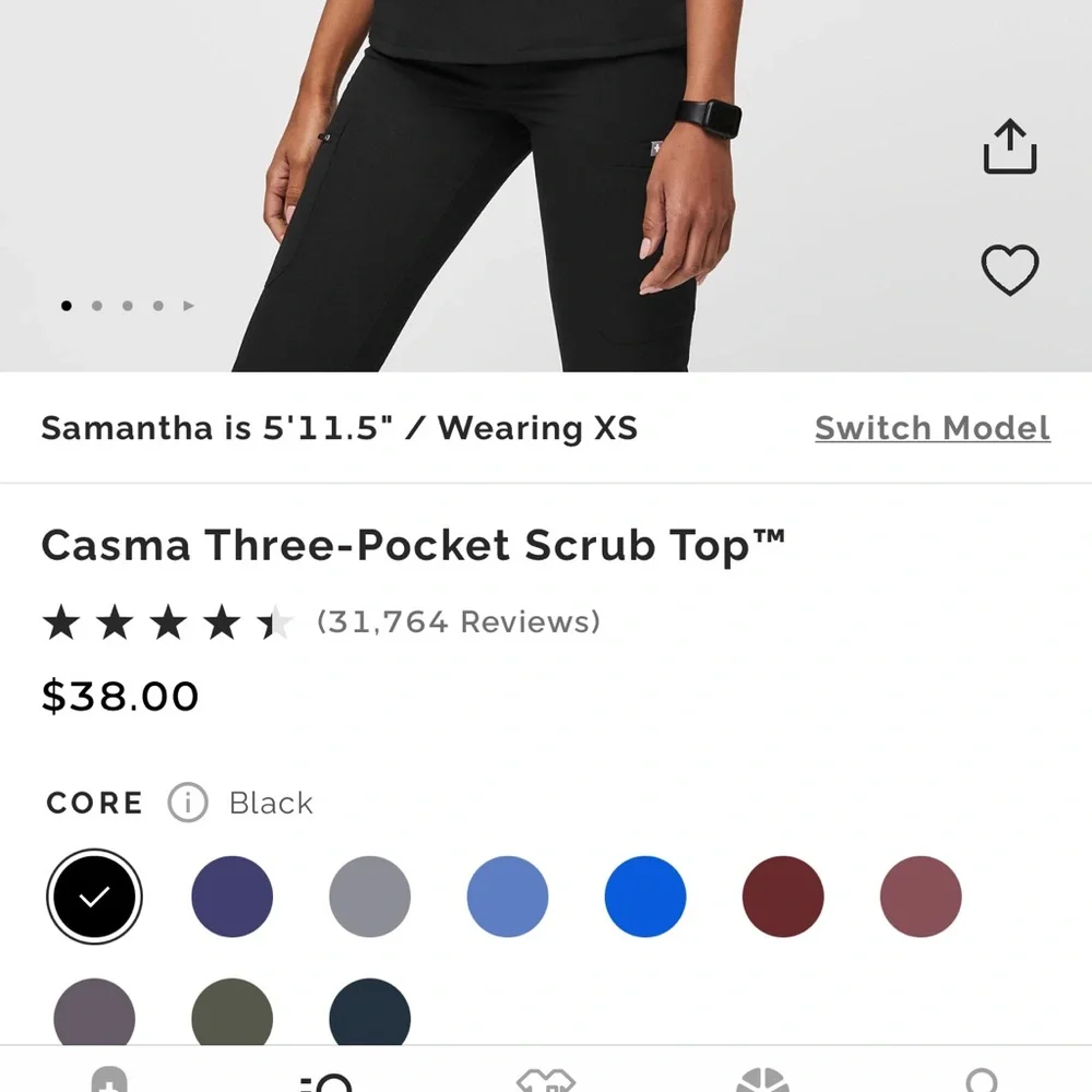 Figs Hunter Green Casma Three Pocket Top - Picture 2 of 2